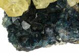 Blue-Green Fluorite and Yellow Calcite on Quartz - Fluorescent! #128556-4